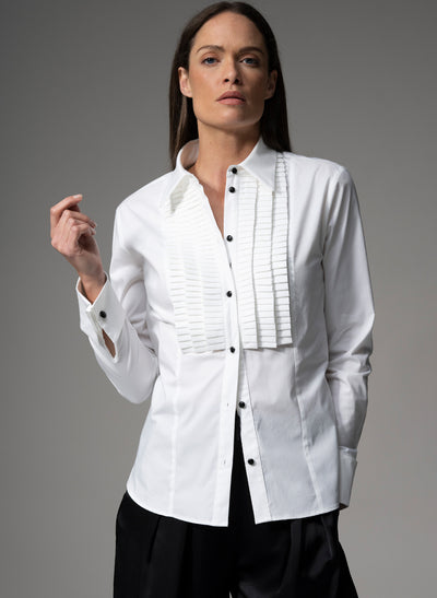 ANTOINETTE PLEATED TUXEDO SHIRT