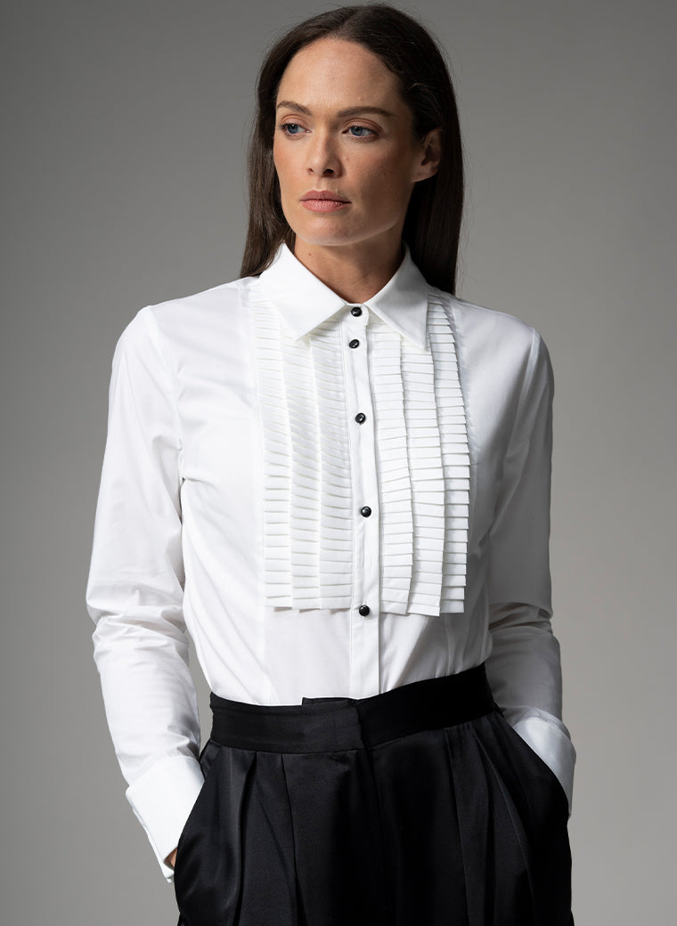 ANTOINETTE PLEATED TUXEDO SHIRT