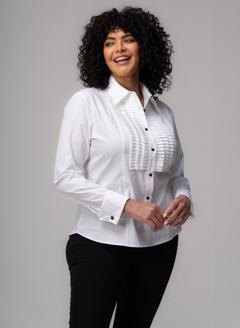 Antoinette Curve Pleated Tuxedo Shirt