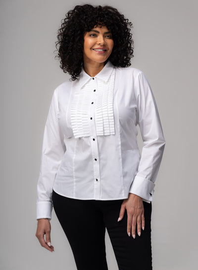 Antoinette Curve Pleated Tuxedo Shirt