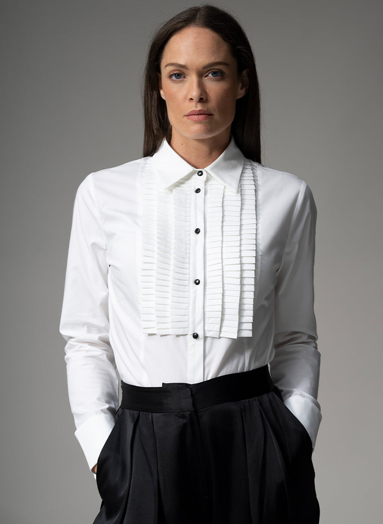 ANTOINETTE PLEATED TUXEDO SHIRT