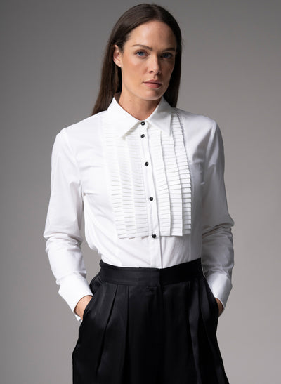 ANTOINETTE PLEATED TUXEDO SHIRT