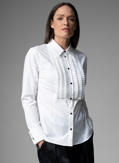 ANTOINETTE PLEATED TUXEDO SHIRT