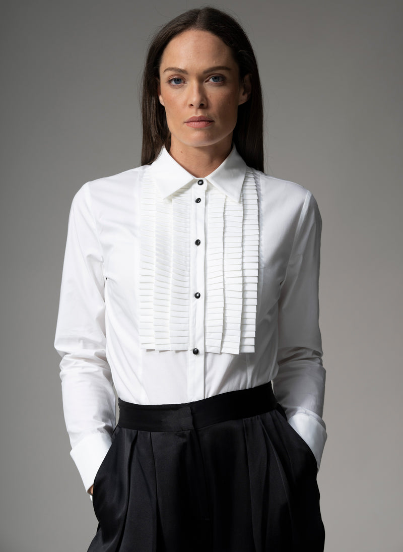 Antoinette Pleated Tuxedo Shirt