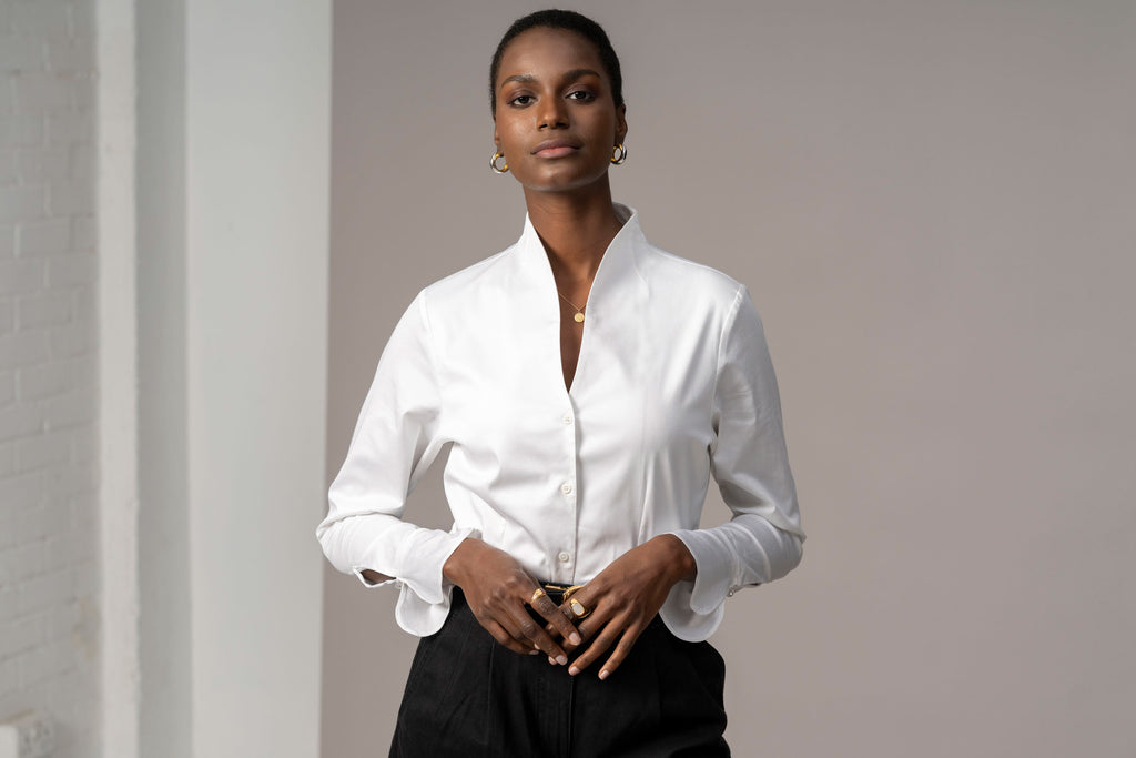 Aria Tailored Fit Tulip Neck Cotton Sateen