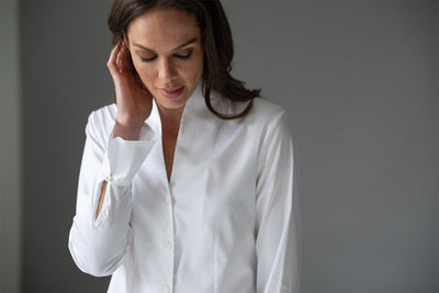ARIA WHITE TULIP NECK COTTON SHIRT
