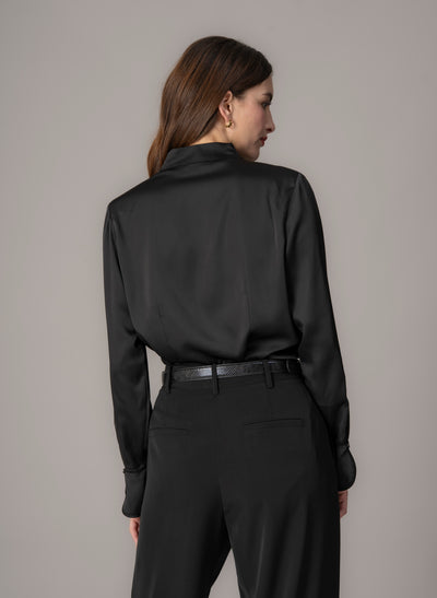 Aria Black Tulip Neck Shirt