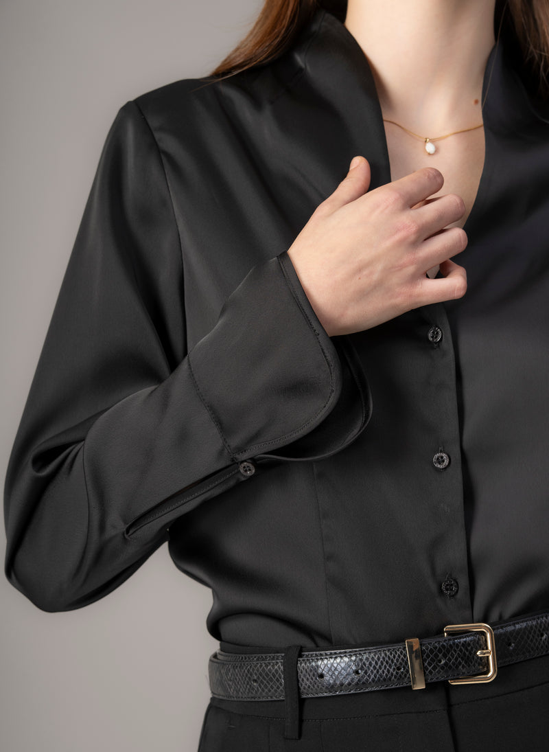 Aria Black Tulip Neck Shirt