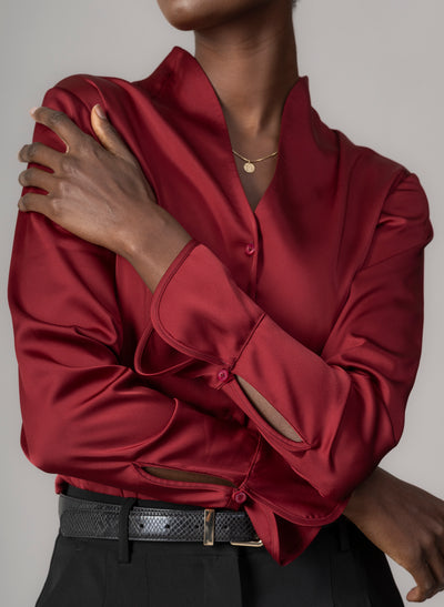 Aria Claret Tulip Neck Shirt