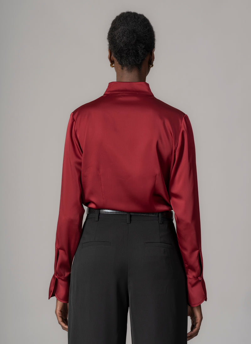 Aria Claret Tulip Neck Shirt