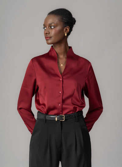 Aria Claret Tulip Neck Shirt