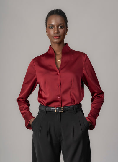 Aria Claret Tulip Neck Shirt