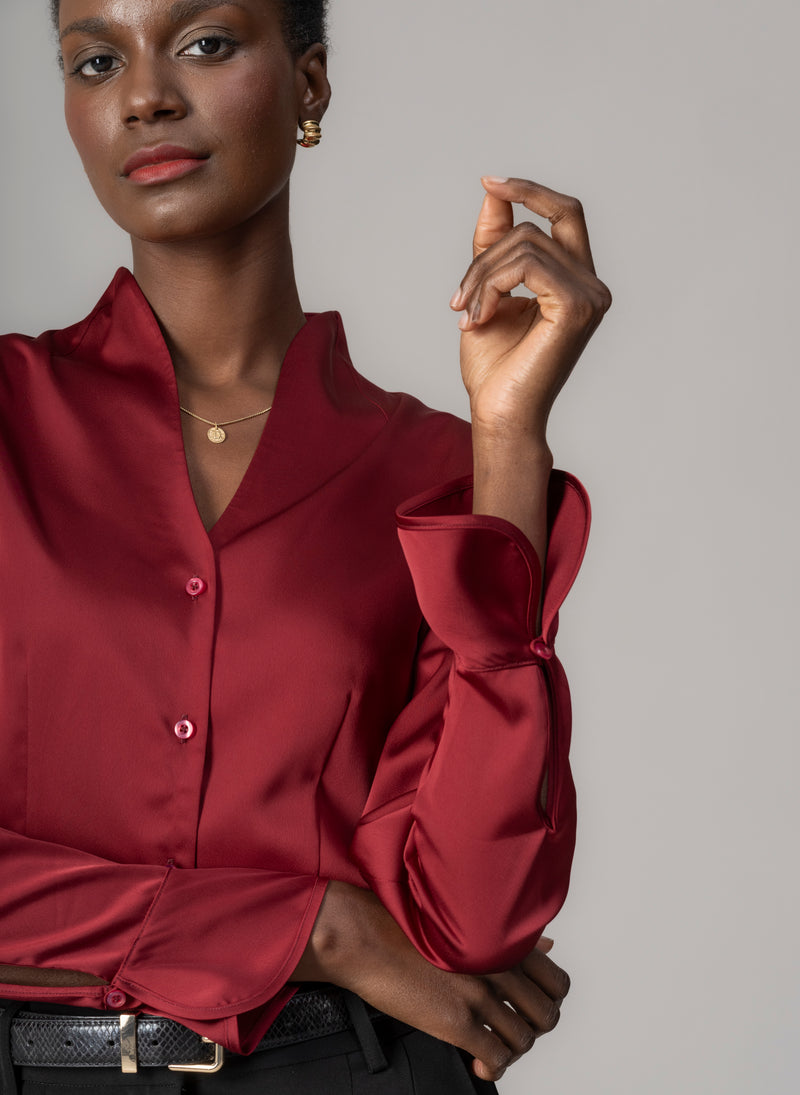 Aria Claret Tulip Neck Shirt