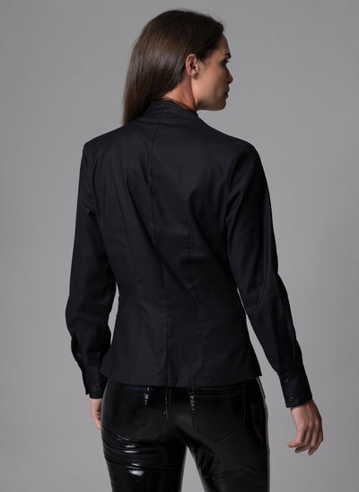 BARBARA BLACK EVENING BLOUSE WITH BOW & REMOVABLE ROSETTE