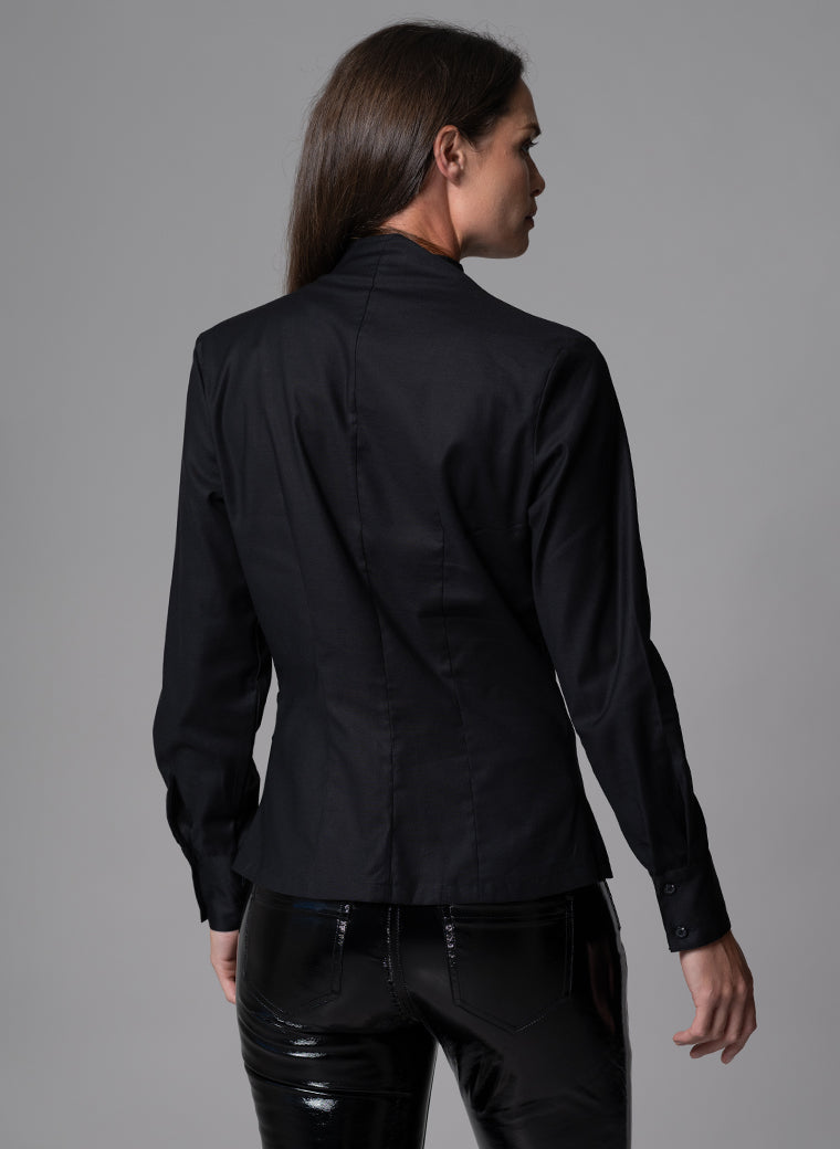 BARBARA BLACK EVENING BLOUSE WITH BOW & REMOVABLE ROSETTE