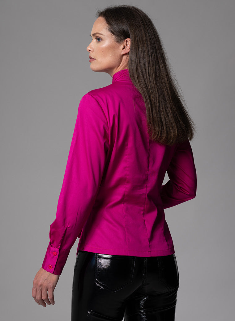 BARBARA FUCHSIA EVENING BLOUSE WITH BOW & REMOVABLE ROSETTE