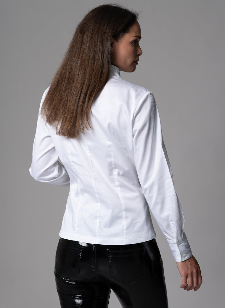 BARBARA WHITE EVENING BLOUSE WITH BOW & REMOVABLE ROSETTE
