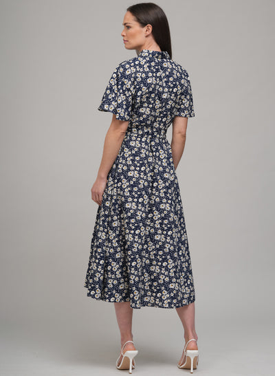 CALLIE PRAIRIE FLORAL PRINT SHIRT DRESS IN NAVY