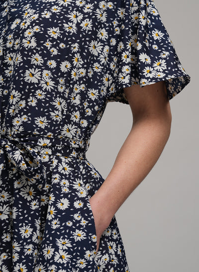 CALLIE PRAIRIE FLORAL PRINT SHIRT DRESS IN NAVY