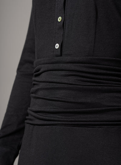 CANBERRA BLACK GATHERED WAIST EVERYDAY JERSEY SHIRT DRESS