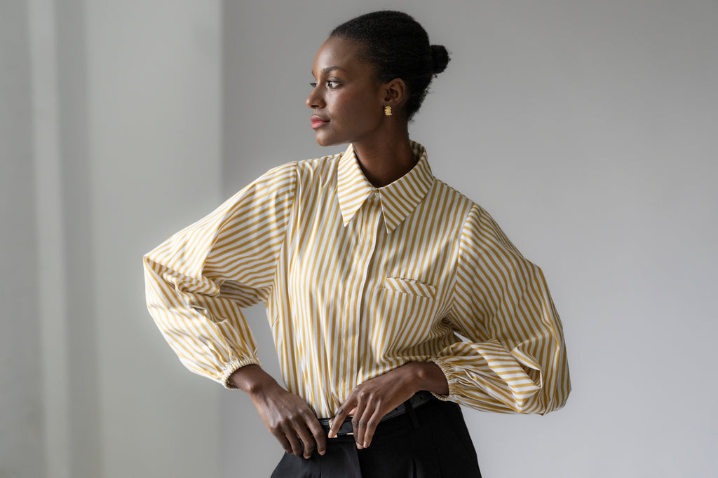 Candice Easy Fit Welt Pocket Stripe Cotton Poplin