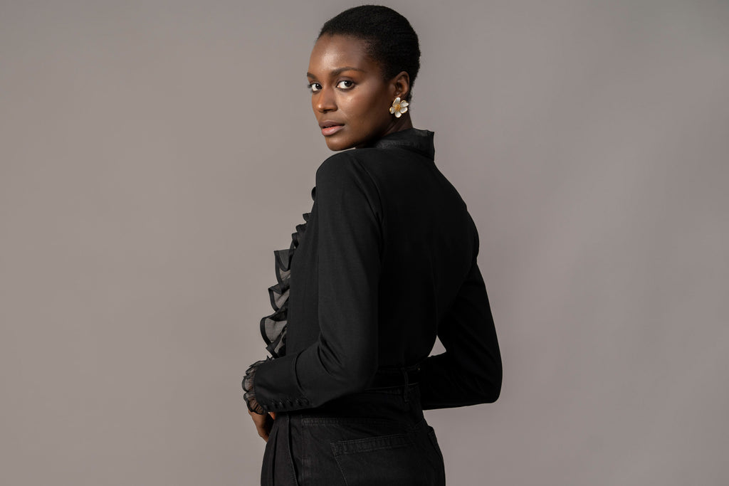 Caprice Jersey Contour Fit Organdie Ruffle