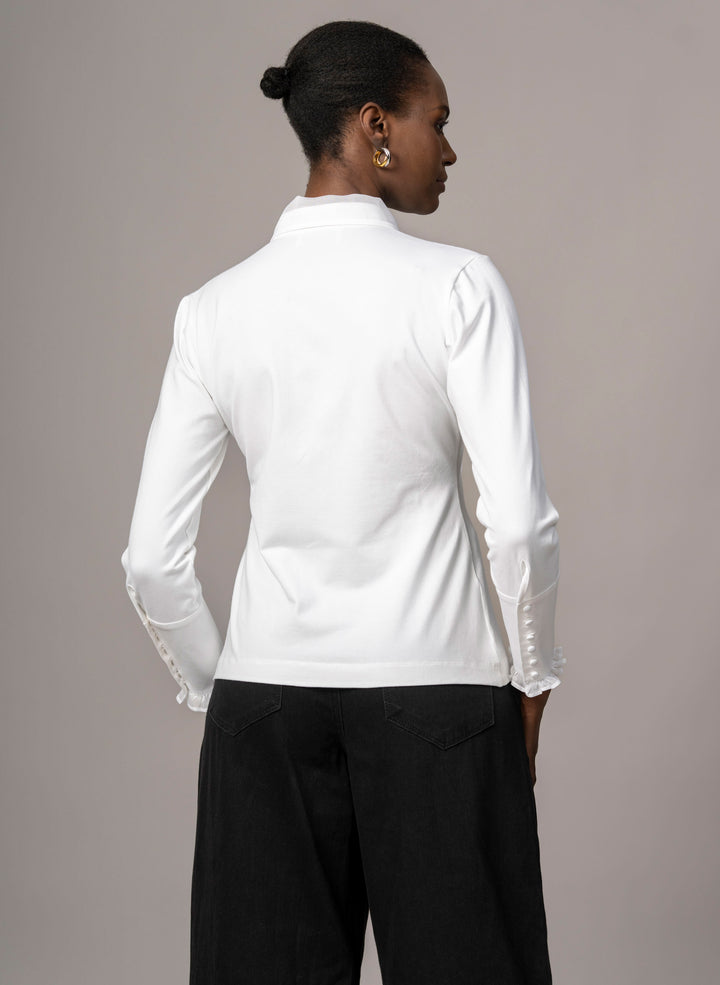 Caprice White Ruffle Organdie Frill Shirt | The Shirt Company