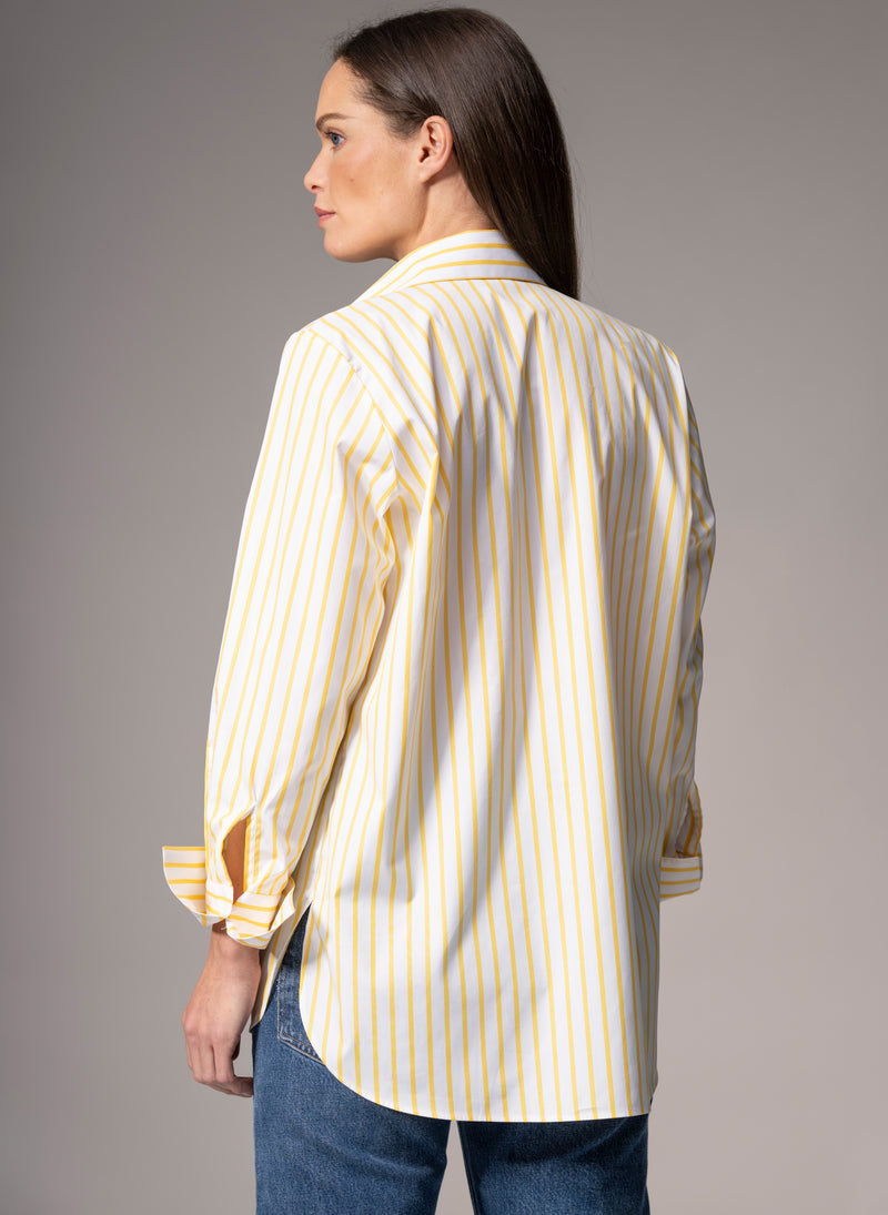 Carla "The Pop-over" Yellow & White Tunic Cotton Shirt