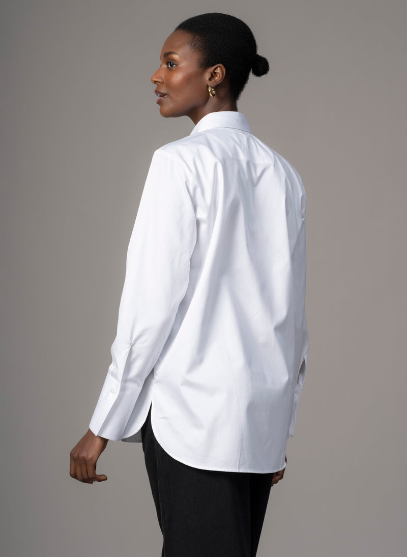 Carla "The Pop-over" White Tunic Organic Cotton Shirt
