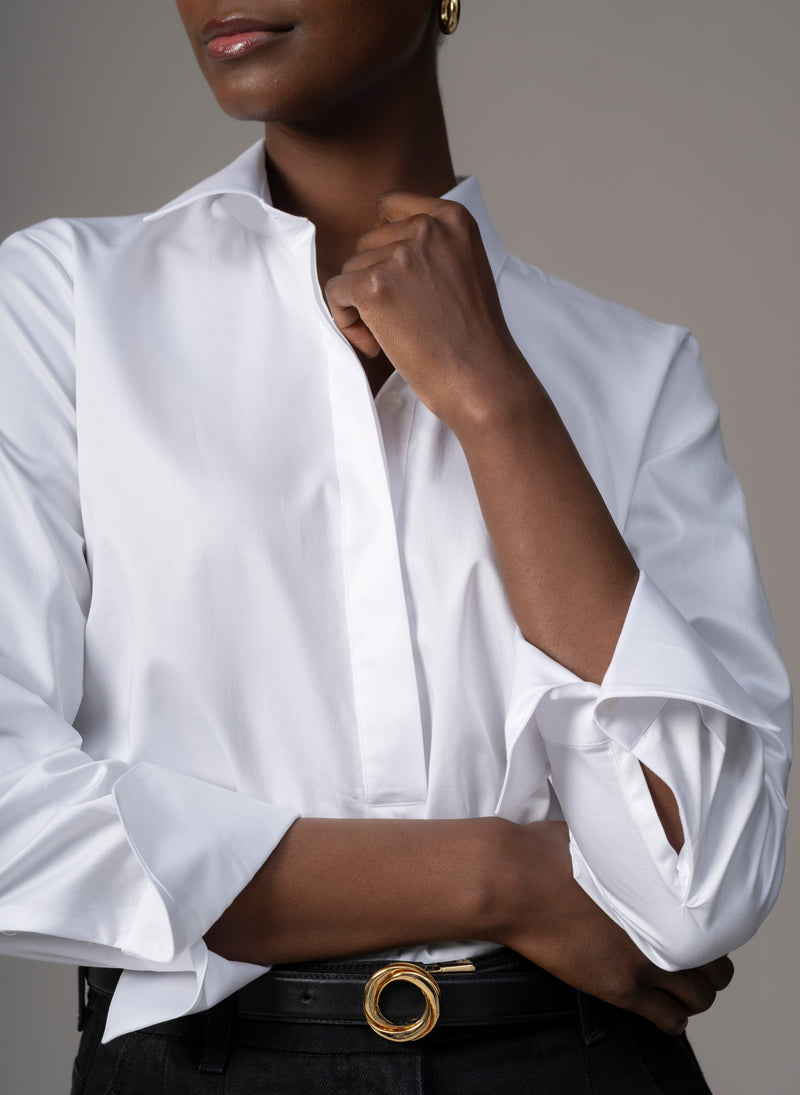 Carla "The Pop-over" White Tunic Organic Cotton Shirt