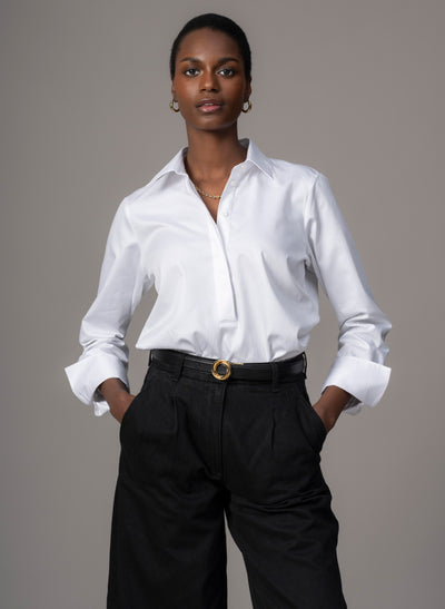 Carla "The Pop-over" White Tunic Organic Cotton Shirt