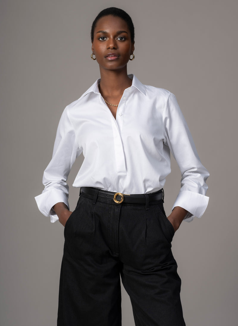 Carla "The Pop-over" White Tunic Organic Cotton Shirt