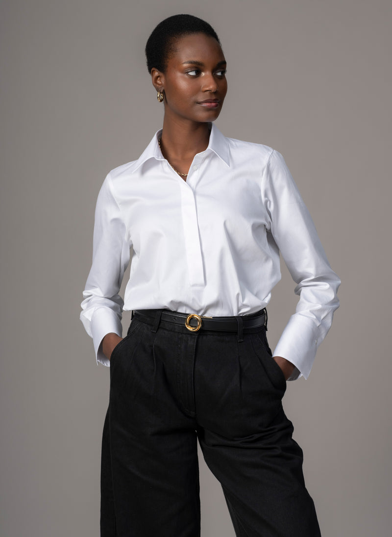 Carla "The Pop-over" White Tunic Organic Cotton Shirt