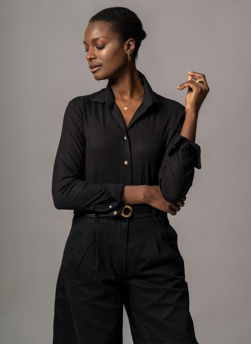 Cassia Black Everyday Classic Jersey Shirt
