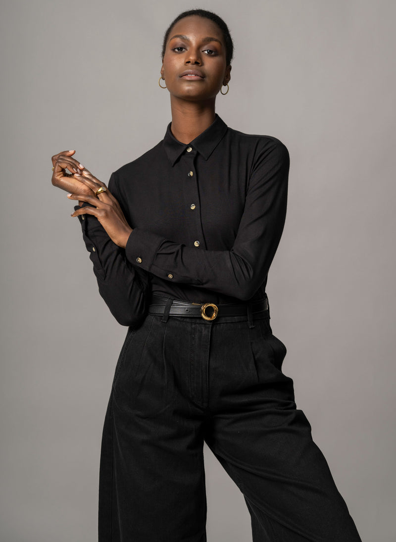Cassia Black Everyday Classic Jersey Shirt