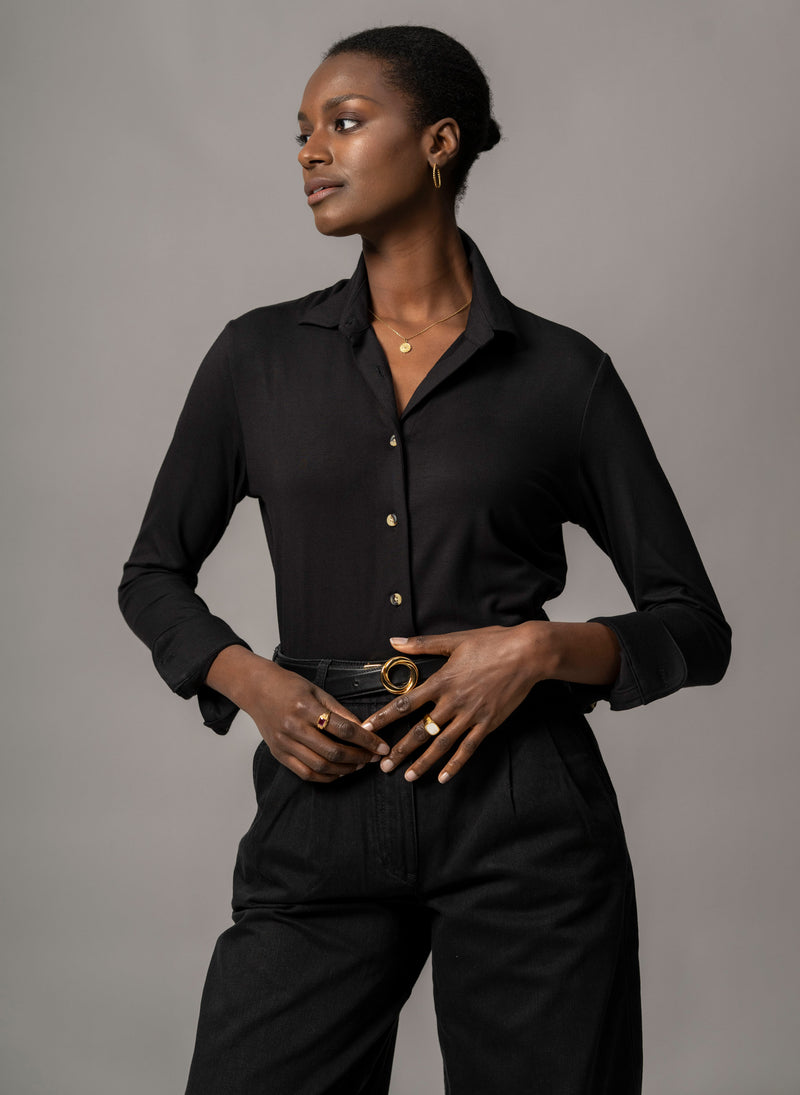Cassia Black Everyday Classic Jersey Shirt