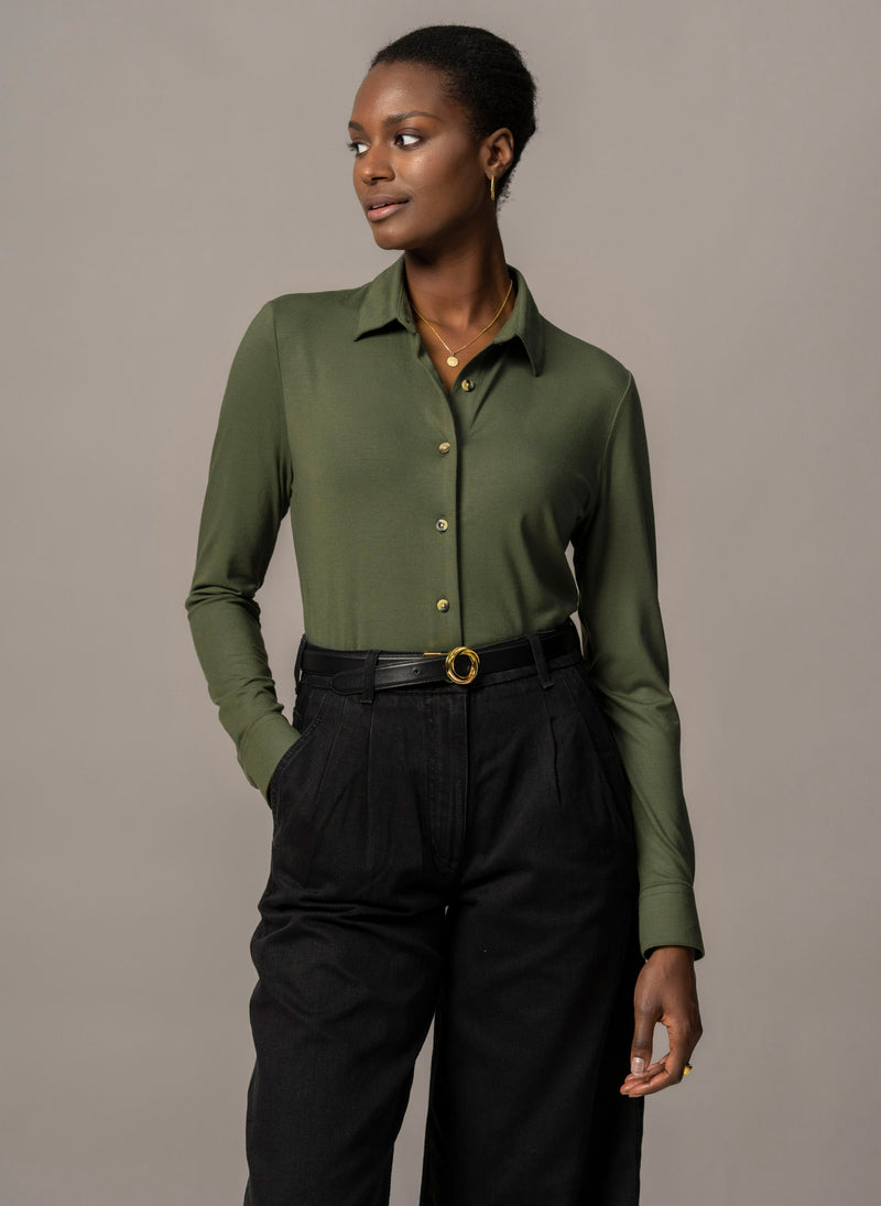 Cassia Khaki Everyday Classic Jersey Shirt