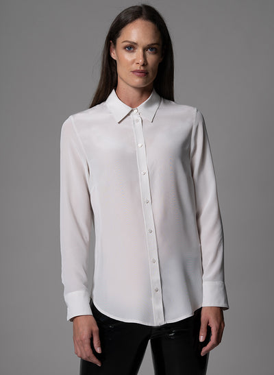 CELINE OYSTER CLASSIC SILK CREPE DE CHINE EVERYDAY BLOUSE
