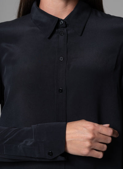 CELINE BLACK CLASSIC SILK CREPE DE CHINE EVERYDAY BLOUSE