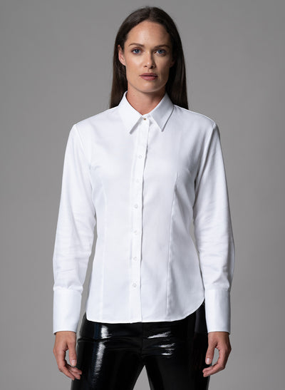 CHARMAINE WHITE TEXTURED WEAVE TAILORED TUXEDO EVENING SHIRT