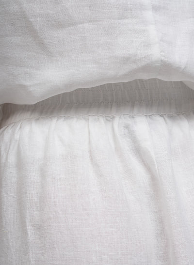 CLARETTE BUTTON FRONT LINEN MIDI SKIRT IN WHITE