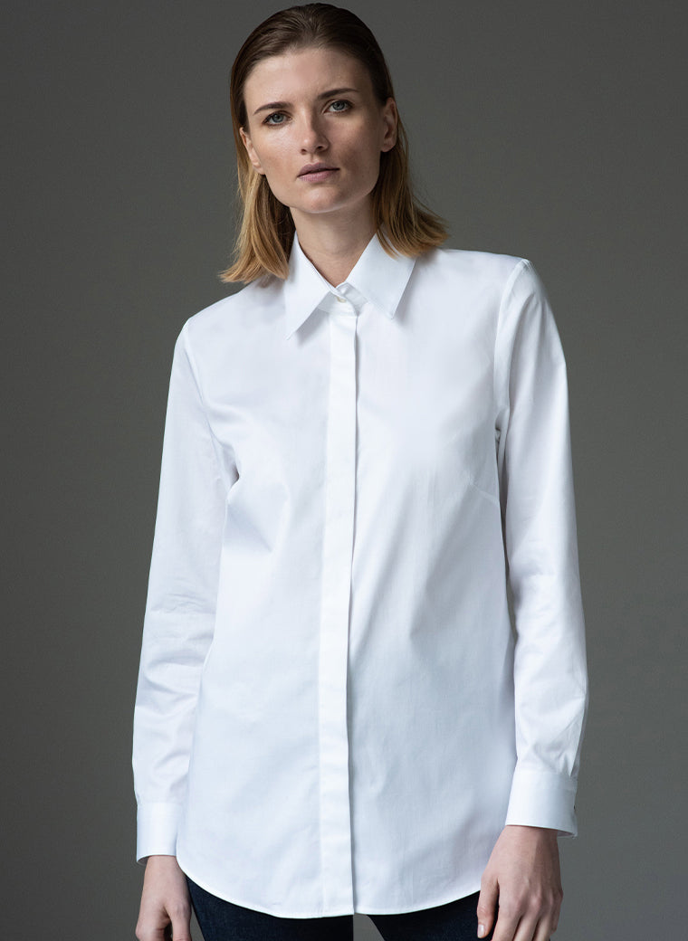 Claudette "The Minimalist" White Organic Cotton Shirt