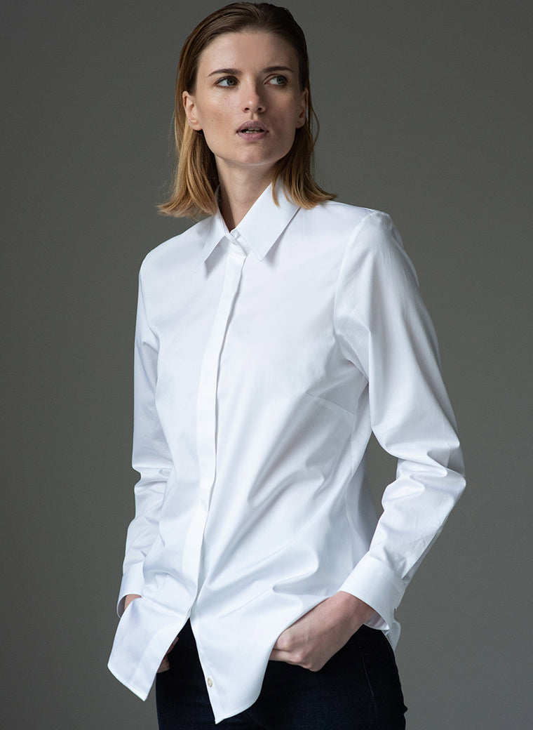 Claudette "The Minimalist" White Organic Cotton Shirt