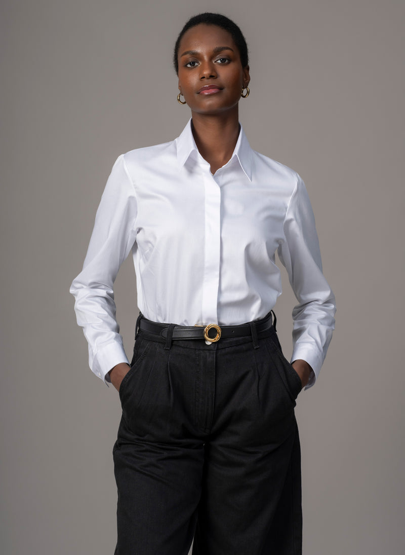 Claudette "The Minimalist" White Organic Cotton Shirt