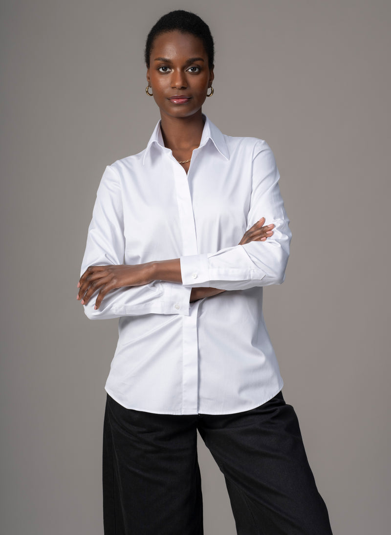 Claudette "The Minimalist" White Organic Cotton Shirt
