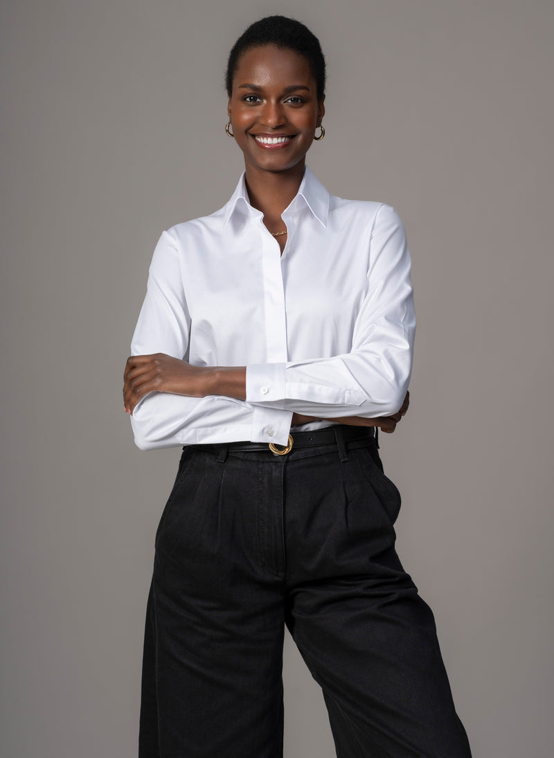 Claudette "The Minimalist" White Organic Cotton Shirt