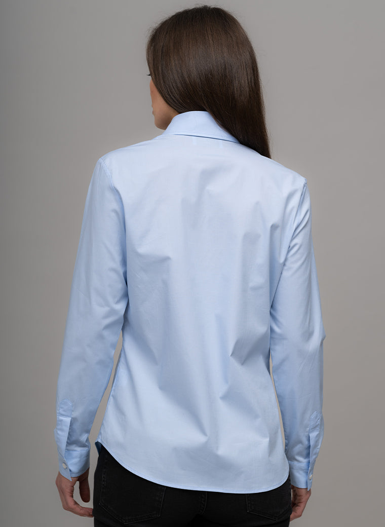COLLEEN BASIC LIGHT BLUE EASY FIT COTTON SHIRT