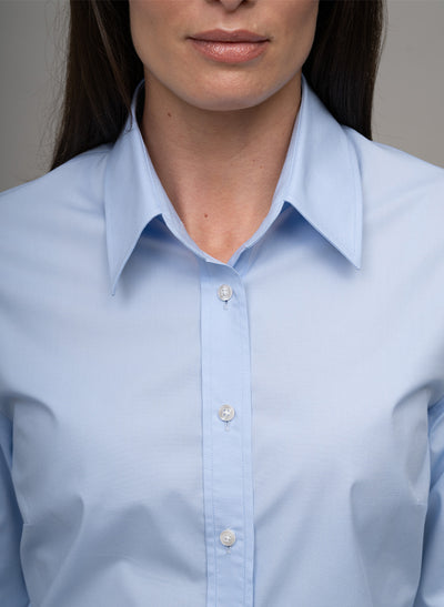 COLLEEN BASIC LIGHT BLUE EASY FIT COTTON SHIRT