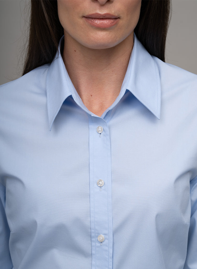 COLLEEN BASIC LIGHT BLUE EASY FIT COTTON SHIRT