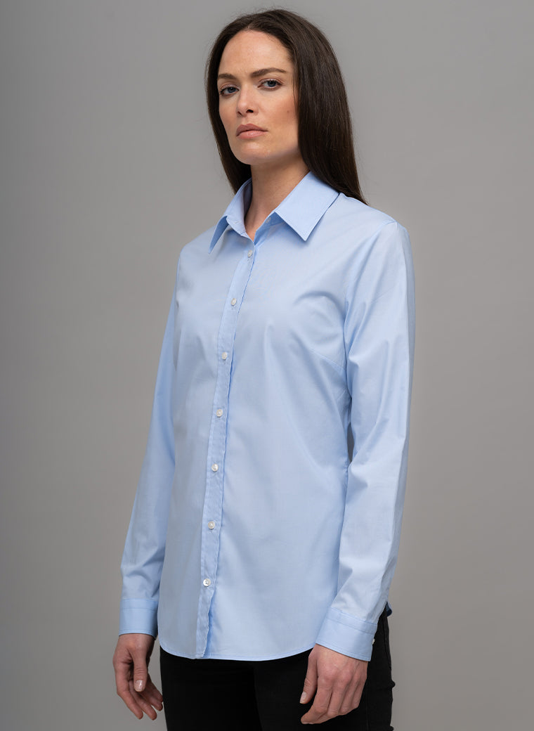 COLLEEN BASIC LIGHT BLUE EASY FIT COTTON SHIRT